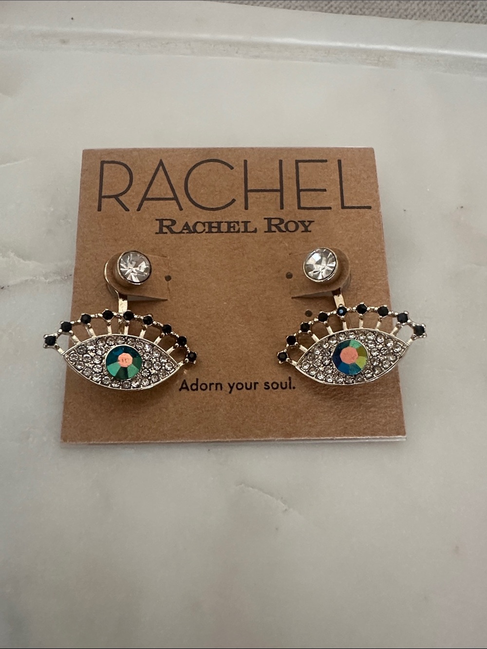 RACHEL Rachel Roy Eye Earrings with Black and Multicolor Centers